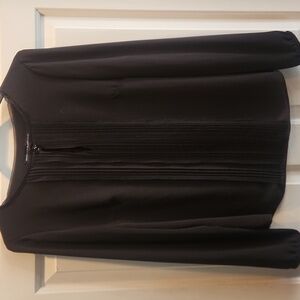 White house black market, black, size 10, gathered sleeve, buttons, poly, lined